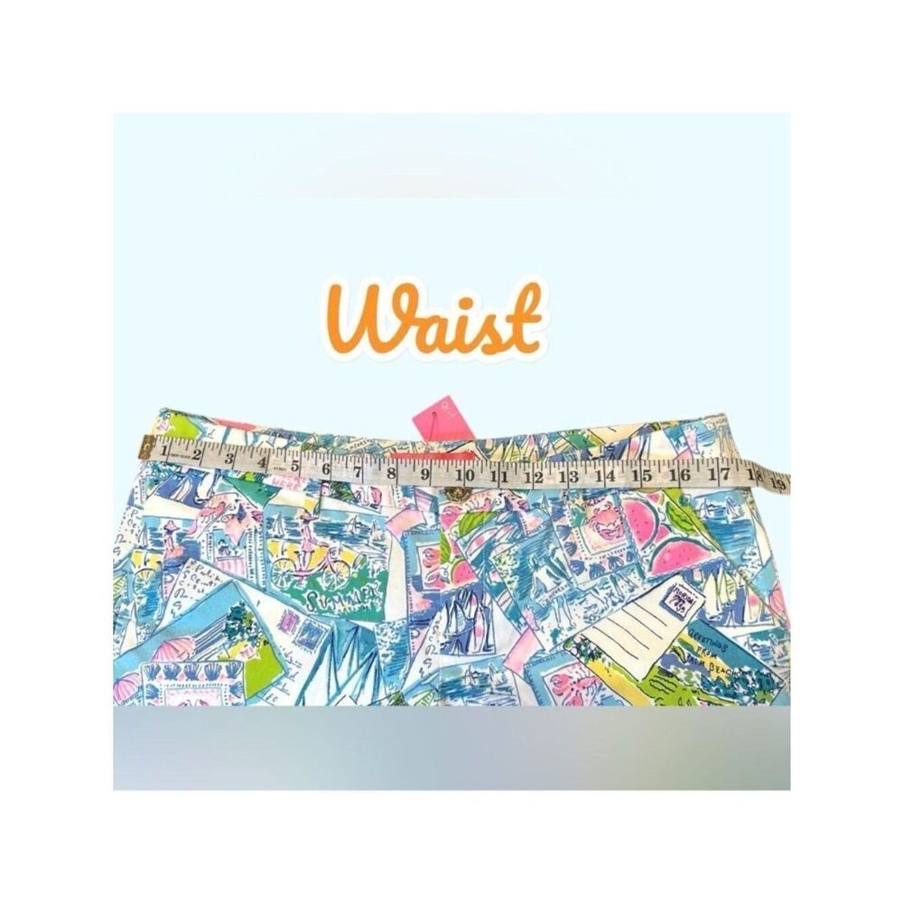 Lilly Pulitzer Callahan Stretch Shorts 10 Wish You Were Here 5” Travel Postcard - Picture 10 of 12